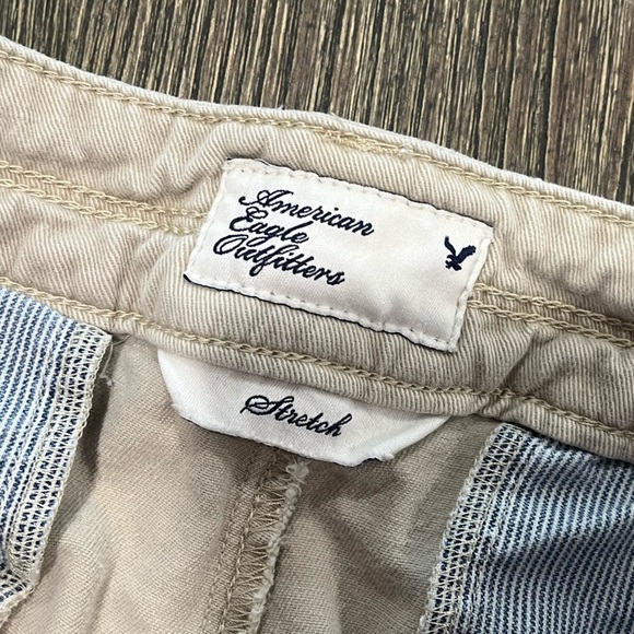 American Eagle Shorts Chino Flat Front Stretch Cotton Casual Tan Khaki Size 6 - Picture 7 of 9